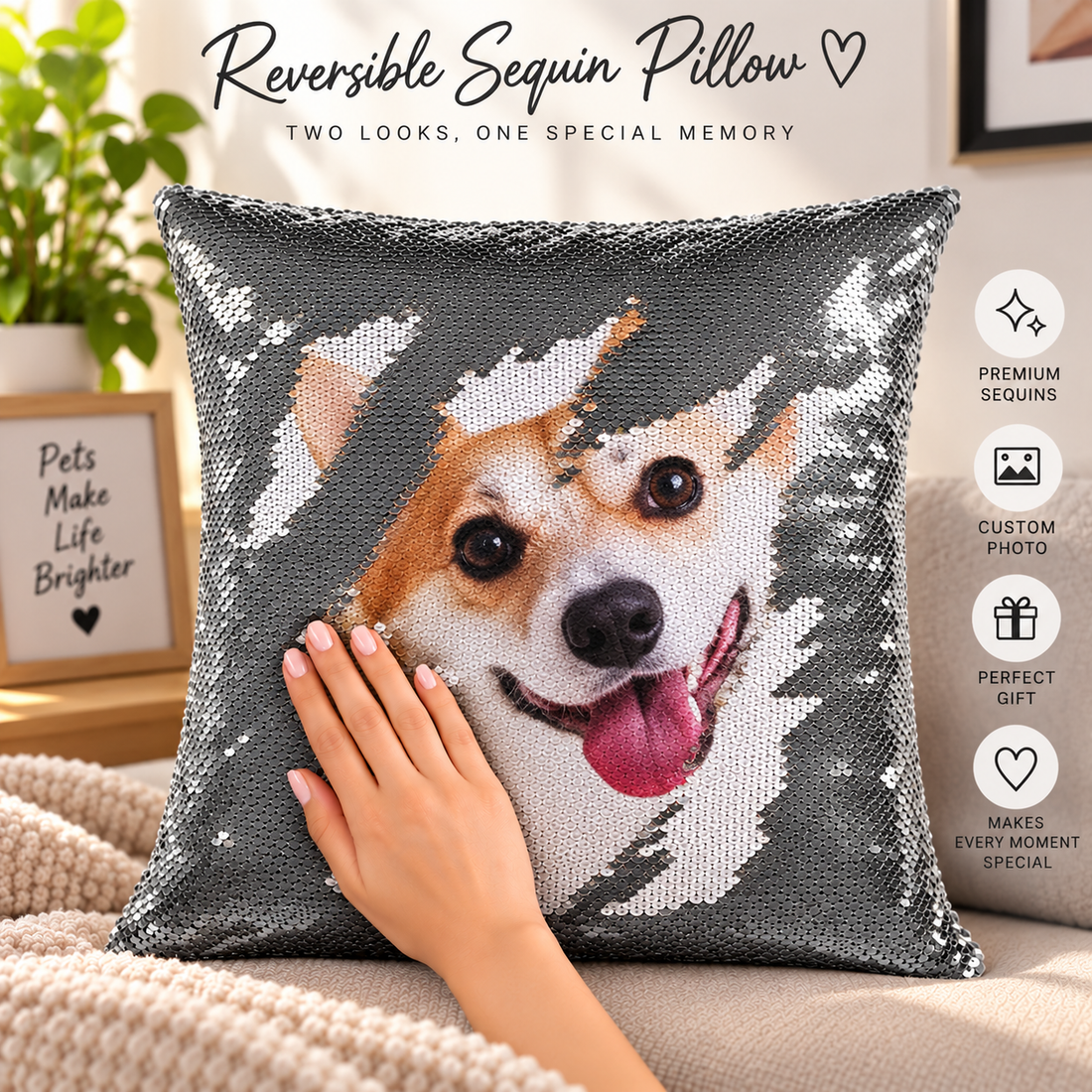 Custom Reversible Sequin Pillow